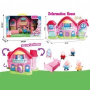 Ляльковий музичний будиночок та сім'я свинок