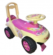 Машинка толокар для дівчинки рожева з музичним кермом