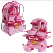 Набор детской посуды с плитой розовый