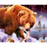 Набор для росписи по номерам"Медведь ловит рыбу" в коробке