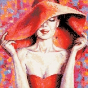 Набір для творчості алмазна мозаїка "Леді в червоному капелюсі"