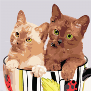 Набор для творчества картина по номерам "Коты в чашке"