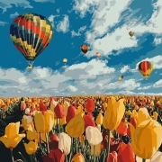 Набор картина по номерам "Полет на воздушном шаре"