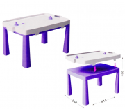 Пластиковый стол с насадкой для аэрохоккея фиолетовый
