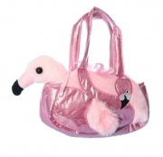 Плюшевая сумка "Фламинго" с короткими ручками