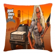 Подушка 3Д принт Grand Theft Auto "Девушка с пистолетом"