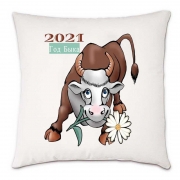 Подушка на новый 2021 год "Бык с ромашкой"