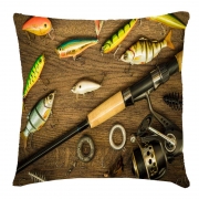 Подушка на подарунок рибалці "Спінінг та снасті"