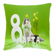 Подушка с 3D рисунком на 8 марта "Кот с цветами"