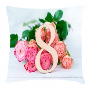 Подушка з 3D малюнком на 8 березня з трояндами