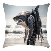 Подушка з принтом 3-Д "Бойова акула"