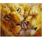 Роспись красками по номера "Пара влюбленных львов"