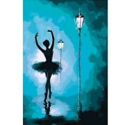 Роспись красками по номерам "Балерина под уличными фонарями"