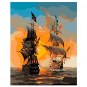Роспись красками по номерам "Два корабля на закате"