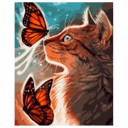 Роспись красками по номерам "Кот с бабочками"