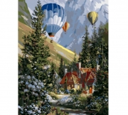 Роспись красками по номерам "Воздушные шары среди леса"