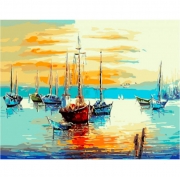 Роспись красками по номерам "Залив с лодками"