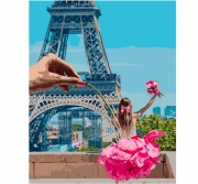 Роспись красками по номерам " Девочка в Париже"