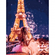 Роспись красками по номерам  "Сказочный вечерний Париж" в коробке