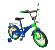 Синьо-зелений дитячий двоколісний велосипед