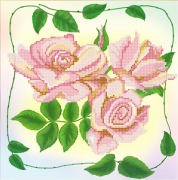 Ткань с нанесенным рисунком-схемой  "Розовая нежность" для вышивания бисером