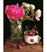 Творчество картина по номерам "Пионы и вишни"