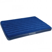 Велюровий двоспальний надувний матрац Intex синій