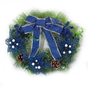 Вінок новорічний "Blue flowers" D-35 см