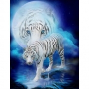 Вышивка алмазами "Белые тигры" без подрамника